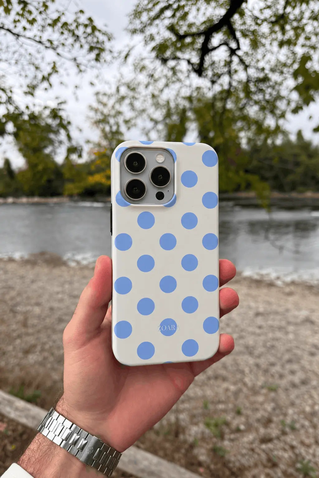 Blue Vanilla Case – Punkte Handyhülle in Blau