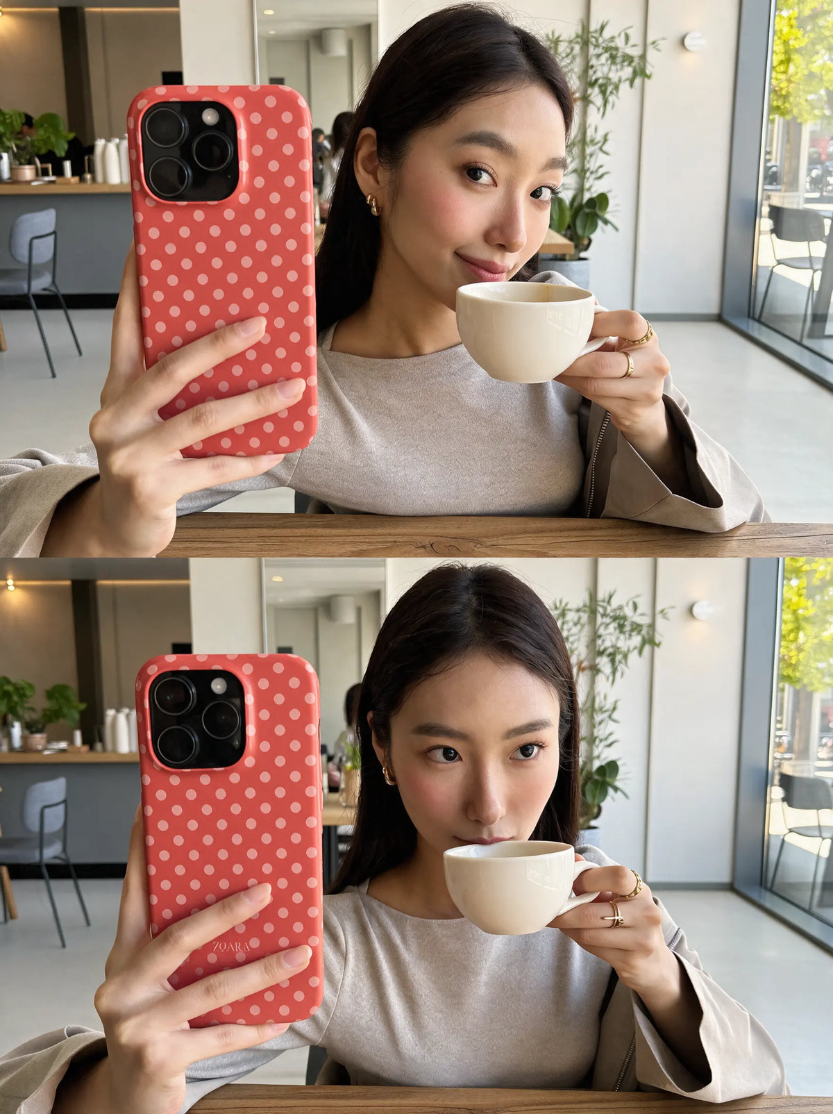 Coral Crush Case – Punkte Handyhülle in Orange