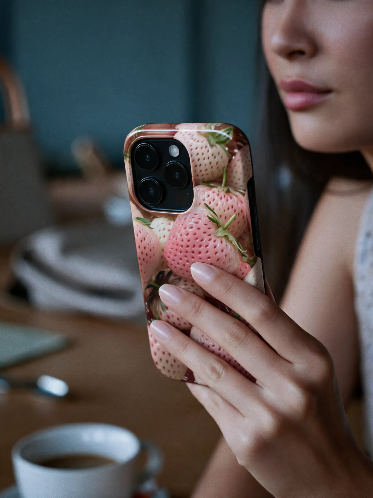 Rosa Strawberry Case – Früchte Handyhülle mit Erdbeeren in Rosa