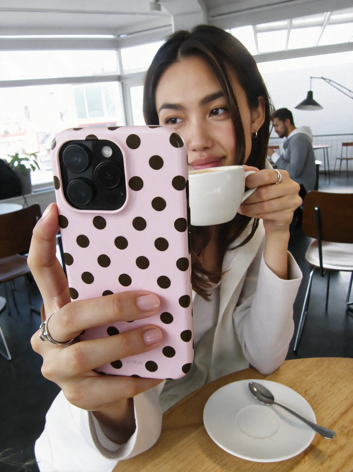 Rose Cocoa Case – Punkte Handyhülle in Rosa-Braun